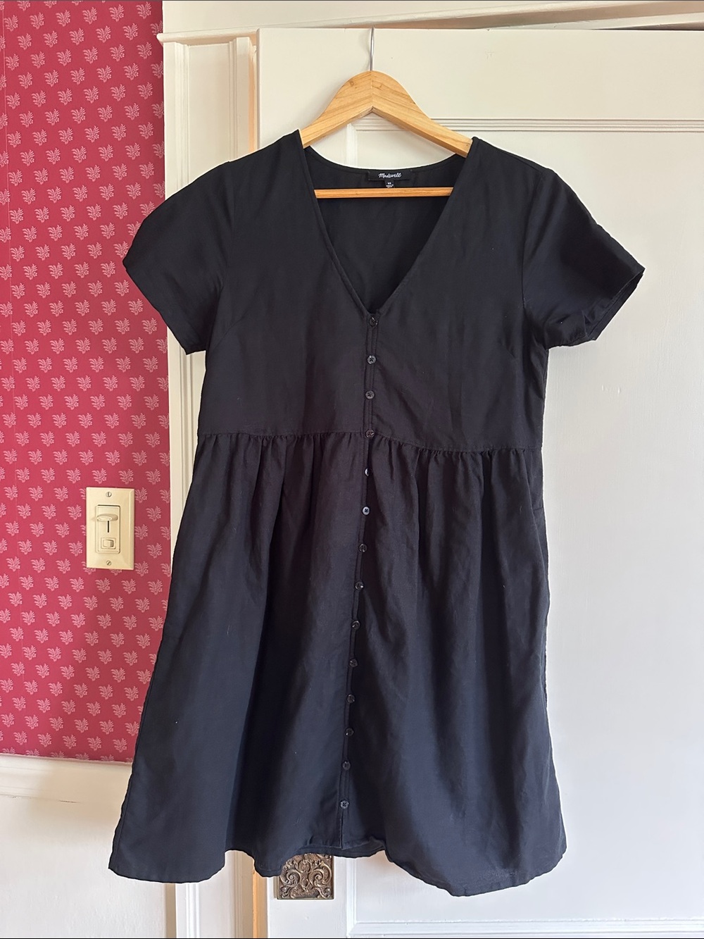 Madewell Black Button-Front Mini Dress